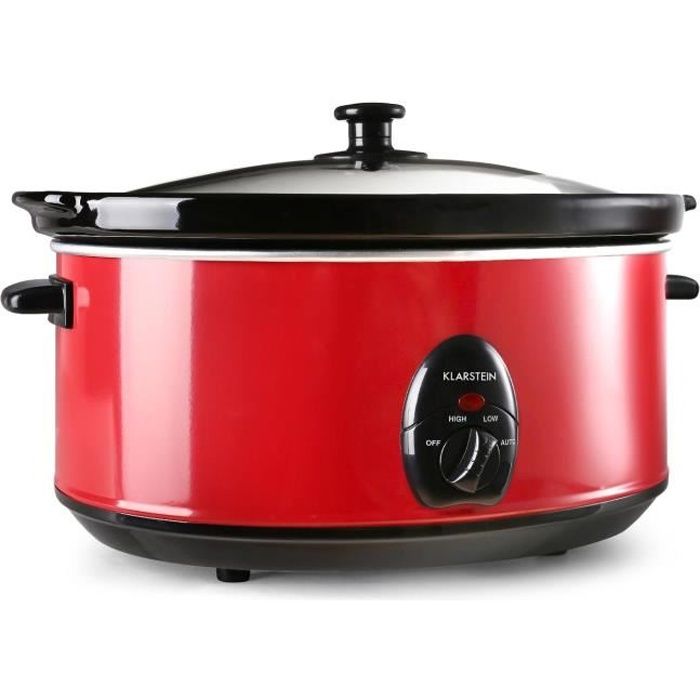 Klarstein Bristol 65 - Slow Cooker, Cocotte electrique, mijoteuse (6,5 L,  300W, 2 températures) - rouge - Cdiscount Electroménager