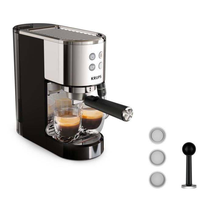 Krups Machine expresso à pompe inox Design compact Arrêt automatique