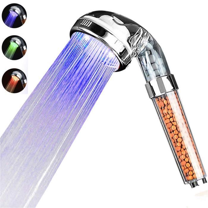 Pommeau De Douche Douchette Filtre - 3 Modes Led -