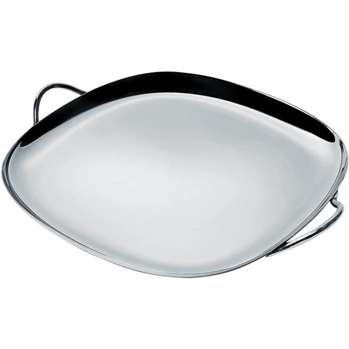 Plateau Rectangulaire - Alessi - AM02 - Acier Brillant - Poignées