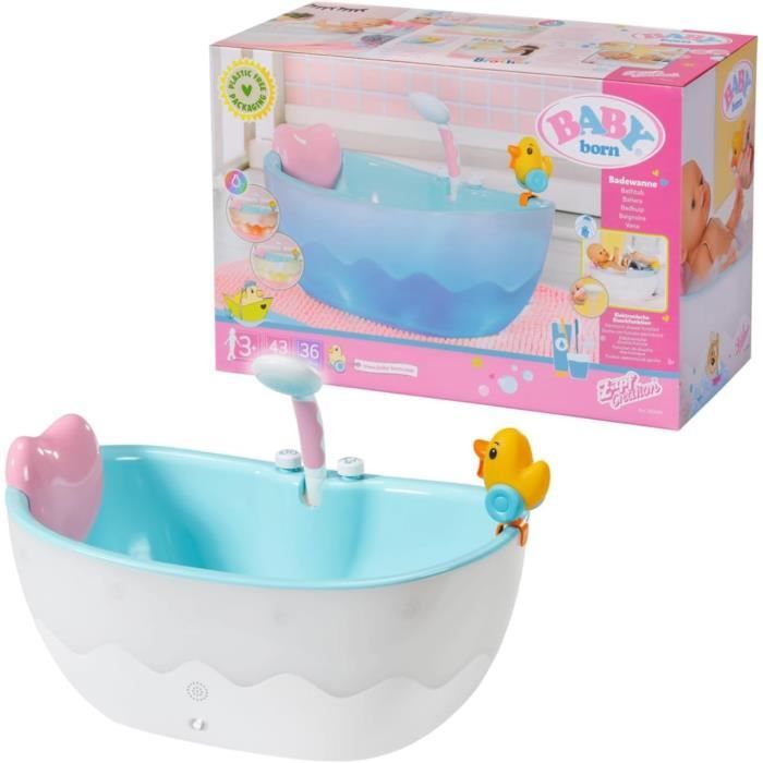 Baignoire pour poupée BABY BORN avec effets lumineux et sonores - Canard de bain amovible - Enfant 3 ans et plus