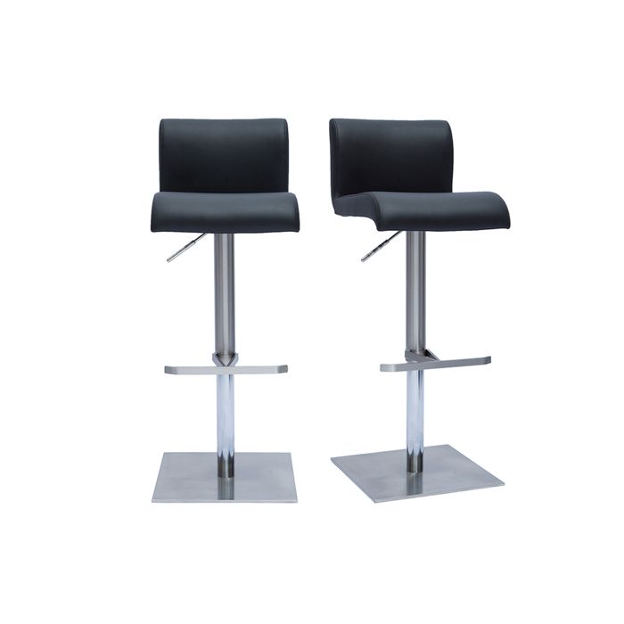 Miliboo - Tabourets de bar design réglables noir et inox brossé (lot de 2) SHEINA