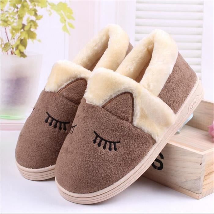 Chausson Homme 2018 Hiver Mignonne Yeux Timides Peluche Courte Chausson Confortable Ouvelle Arrivee Chaussure Plus Taille 40 45 Marron Achat Vente Chausson Pantoufle Cdiscount