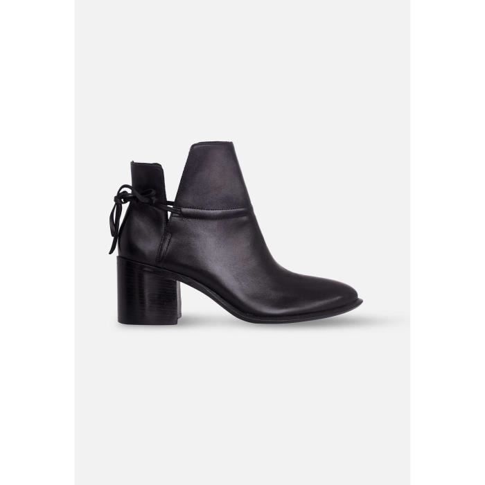 Bottines Femme Attalea Cuir Talon Bloc 6 5 cm Noir Taille 39