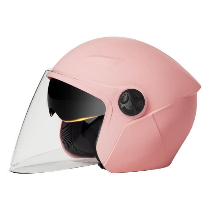 Casque De Vélo De Rue Casque De Moto Double Visière Rabattable, Résistant Aux Chocs, Chaud Et Confortable, Intégral Rose