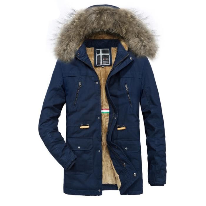 PARKA Hommes d'hiver Parka longue fourrure capuche Co