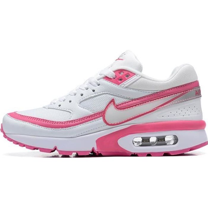 Baskets Nike Air Max BW Homme et Femme AUTREMENT Blanc rose Lacets Plat Noir Mixte Synthetique Blanc rose Cdiscount Chaussures
