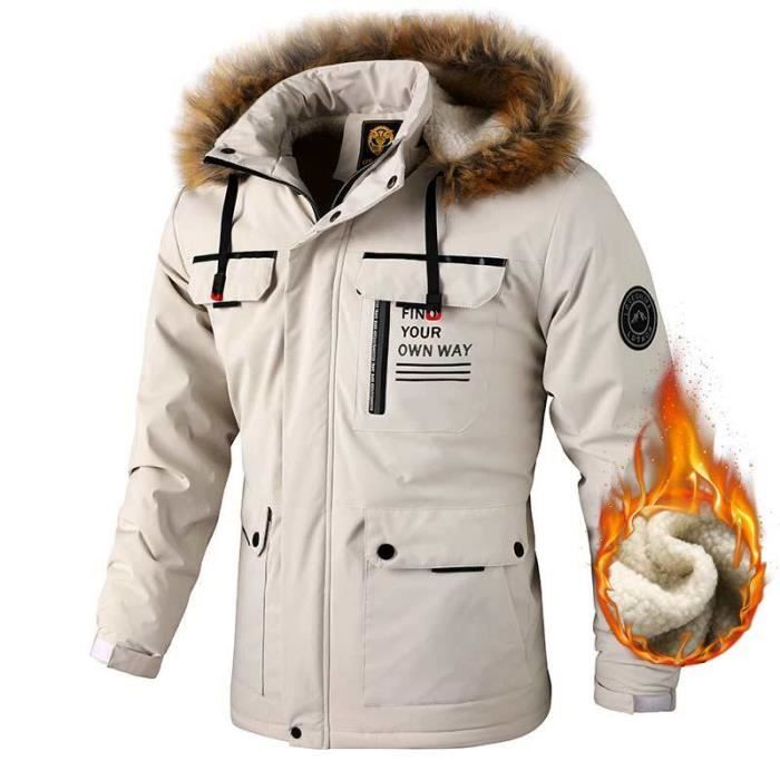 Veste fourrure online blanche homme