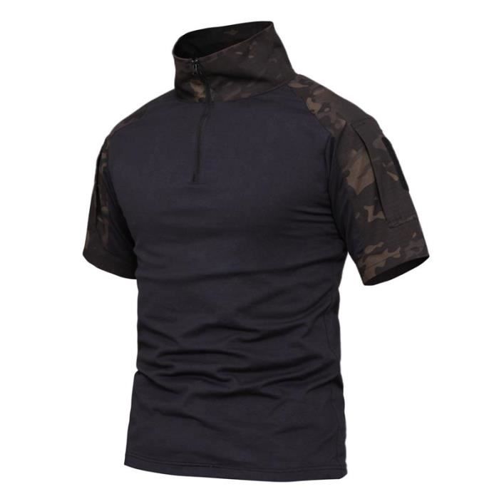 TShirt Tactique Homme Militaire INSFITY Manches Courtes Noir