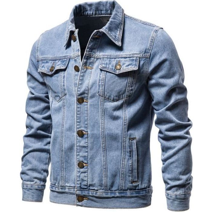 Veste Homme Veste En Jean Homme Poches Multiples Manches Longues