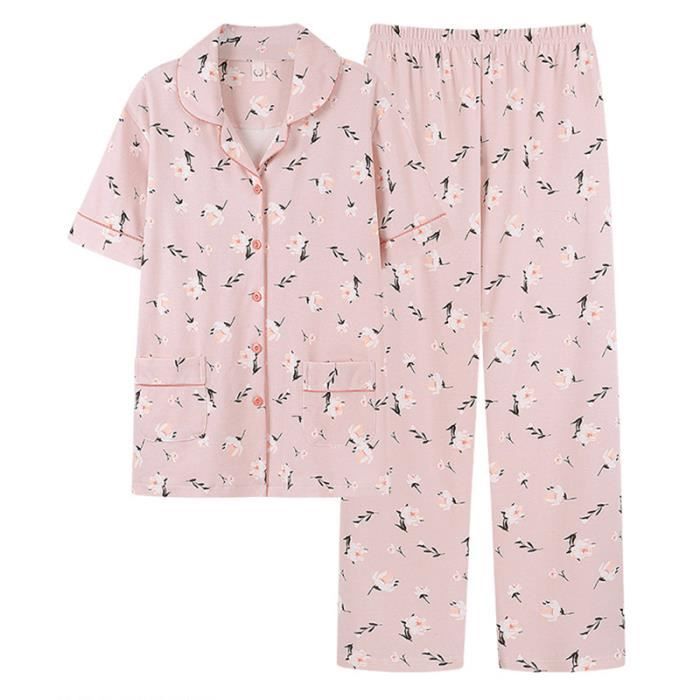 Pyjama 2 Pièces Homme En Coton - Chemise Manches Courtes Et Short - Ensemble Décontracté Pour L'Été - Couleur Unie - 6