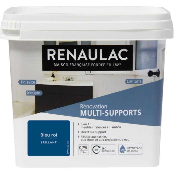 RENAULAC Peinture Rénovation Multisupports 3 en 1 Bleu Roi - Brillant -  0,75L - 9m² / pôt - Achat / Vente peinture - vernis Renaulac Peinture  Rénovation M - Cdiscount