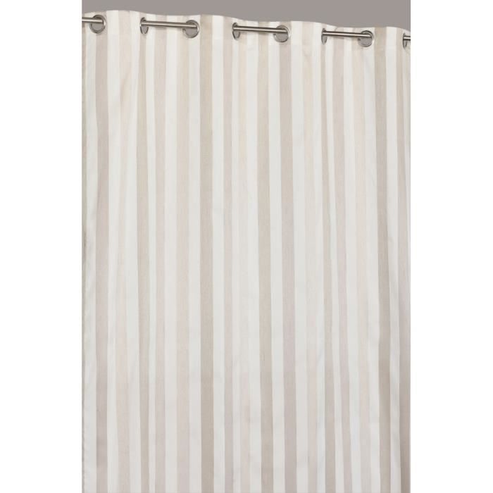 Rideau Jacquard 135 x 240 cm a Rayures Satines Multicolores Blanc Beige ...