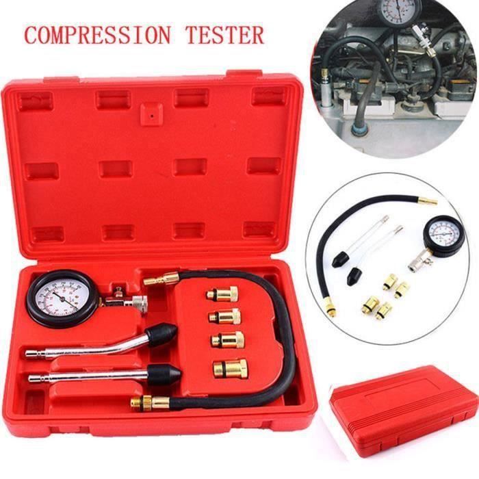 Kit Testeur De Compression Moteur QWORK - Manomètre Avec Adaptateurs, Pour Diagnostic Moto, Voiture, Tronçonneuse Et Petits Moteurs
