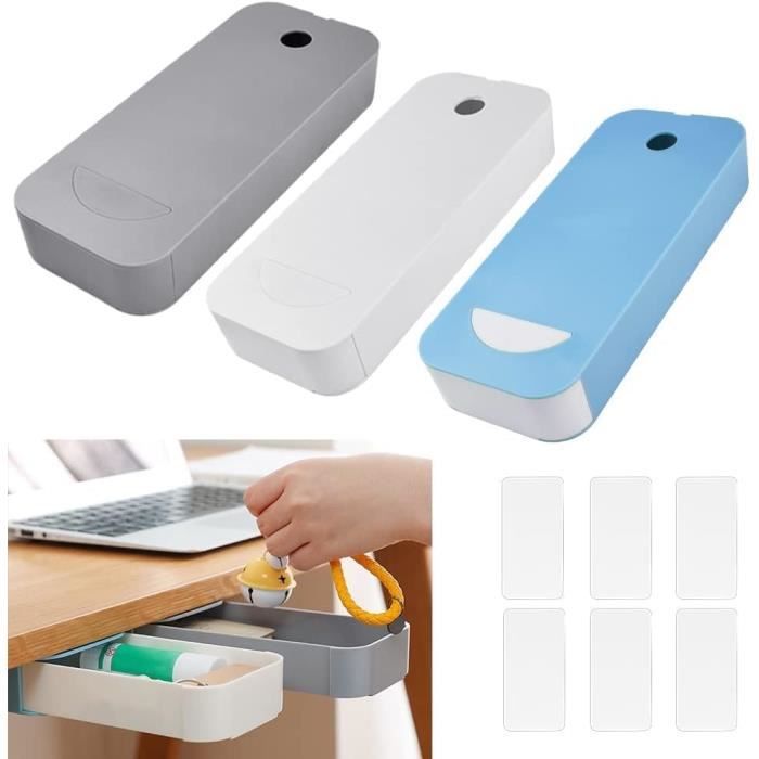 Organisateur Bureau Caché Lot De 3 Tiroirs Sous Bureau Adhésifs – Organisateurs Coulissants Pour Bureau, Cuisine Ou Chambre – Rangement Invisible Gain De Place