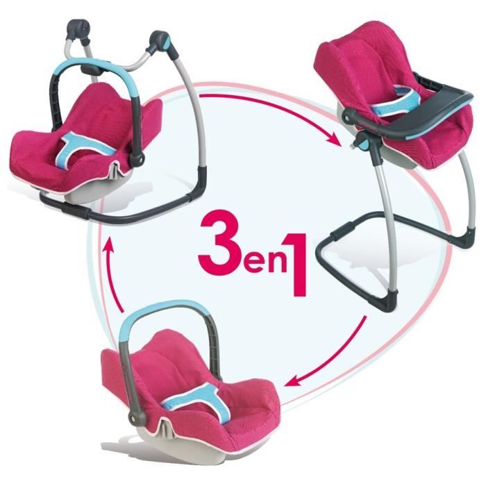 Smoby - Bébé Confort - Siège + Chaise Haute 3 en 1 - pour Poupons