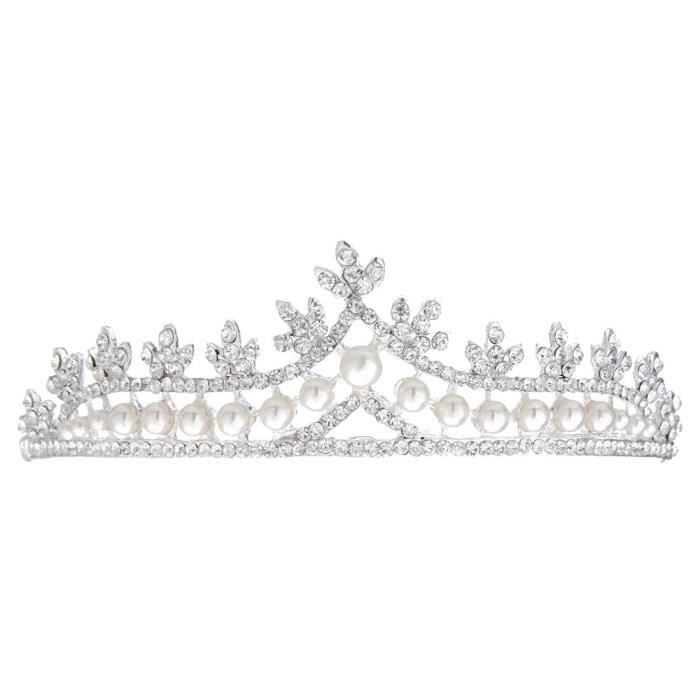 Bridal Princesse Strass Perle Diademe Mariage Couronne Voile Accessoire De Cheveux Motif Argent Motif Une Perle Argent Achat Vente Diademe Couronne De Mariee Princesse