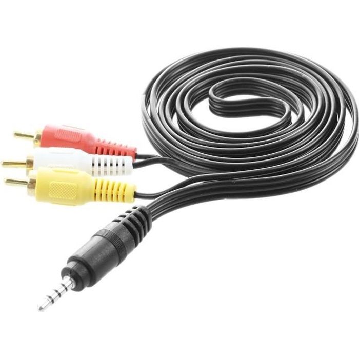 (R) 4.9ft Long 3.5mm Jack a 3 RCA Male Adaptateur AV Extension Cable pour TV VCD DVD