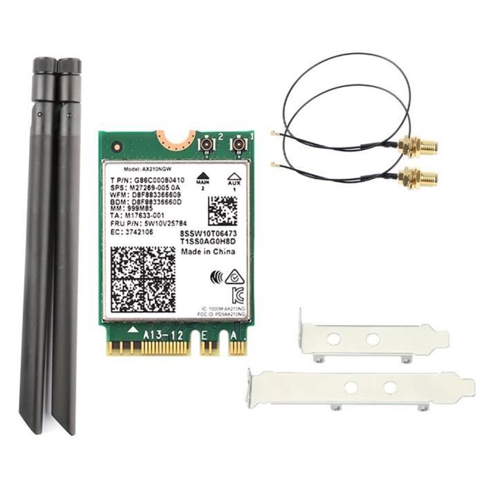 Carte Sans Fil WiFi 6E AX210 2400Mbps Kit de Bureau Bluetooth 5.2 802.11Ax 2.4G5Ghz6Ghz