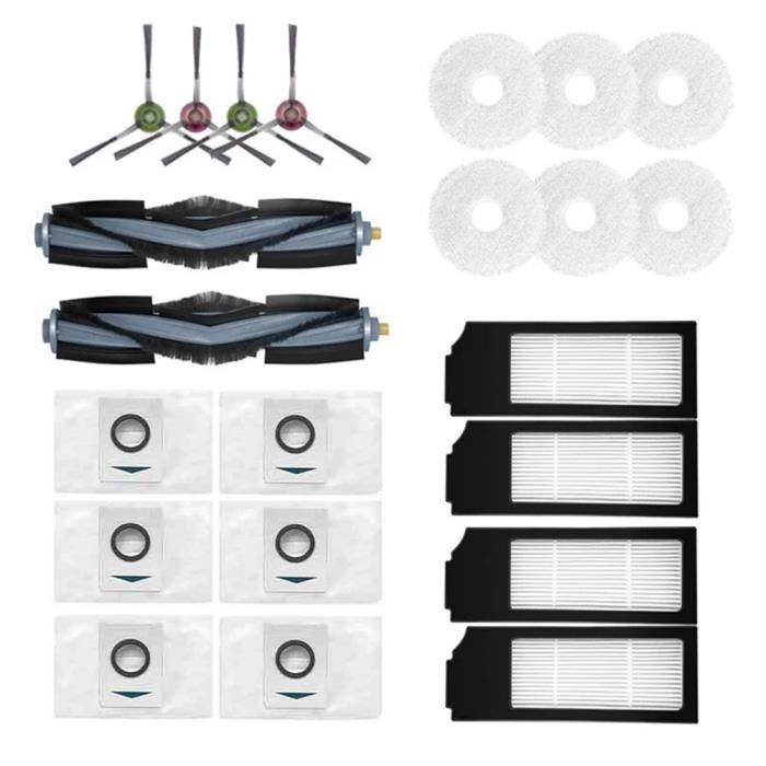 Accessoires pour Ecovacs Deebot X9 Pro Omni/X9 OMNI/X11 Pro Omni/T80S Omni pièce de rechange pour aspirateur,1brosse principale,2rouleaux de chiffons,4sacs à poussière,4brosses latérales,4filtres