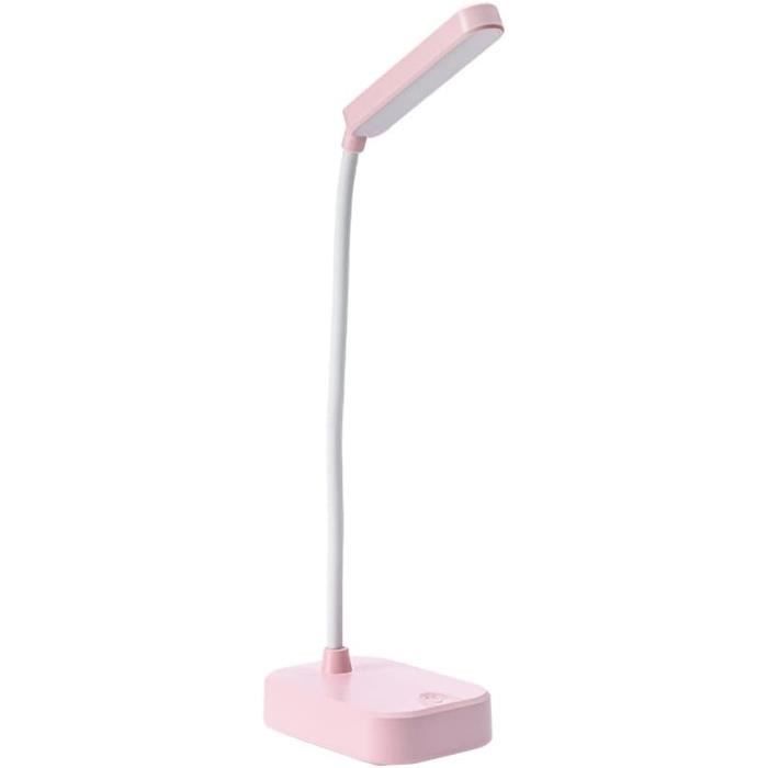 Lampe De Chevet Sans Fil Rose - 3 Niveaux De Lumière, Tuyau Rotatif 360° - Alimentation Piles Ou USB - Pour Enfant, Bureau