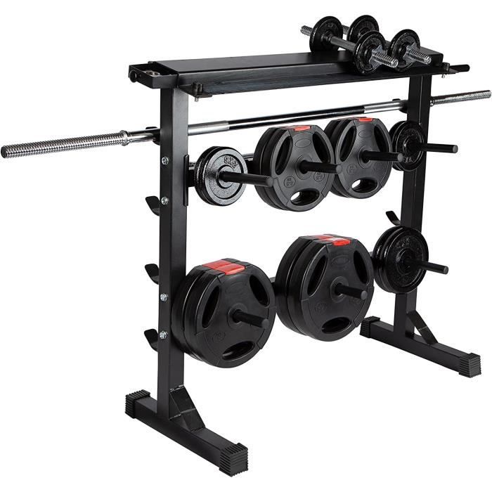 Support D'haltères Long SmartGym SG-10 - Noir, 200 Kg, Hauteur Réglable (neuf)