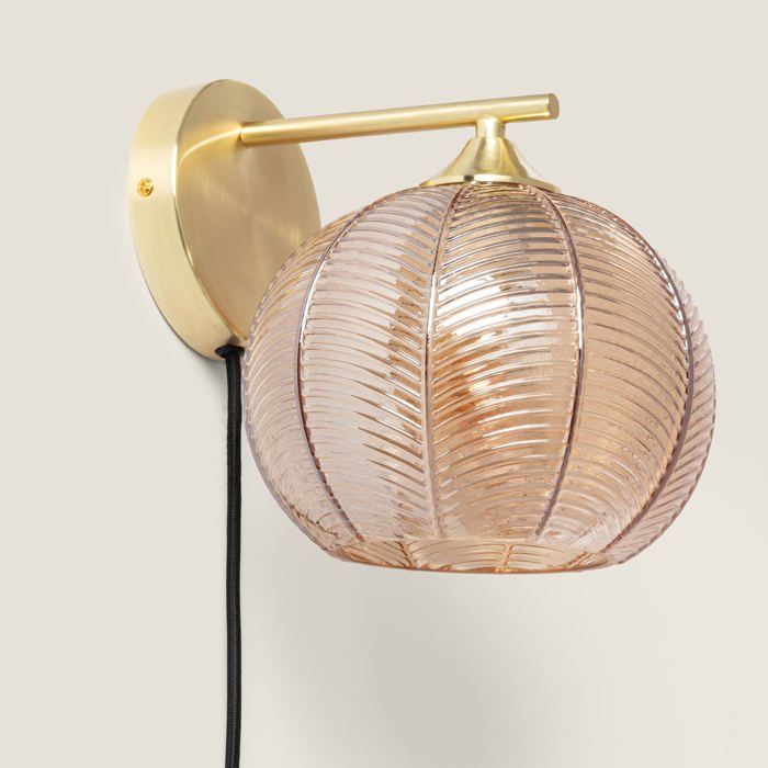 Lampe Murale Métal et Verre Klimt Ambre