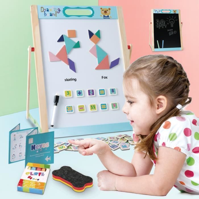 MOVEONSTEP Puzzles Magnétiques Éducatifs En Bois 100 PCS – Double Face Avec Stylos Et Craies Pour Enfants Dès 3 Ans (Panda)