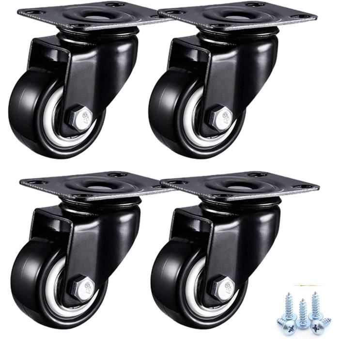 WIKO Roulettes En Polyuréthane 100 Mm Avec Roulement à Billes - Charge 280 Kg - Roues Polyuréthane Fixateur Pour Chariot Plateforme