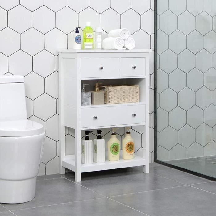 Vasagle Meuble Salle De Bain Armoire De Rangement Avec 3 Tiroirs