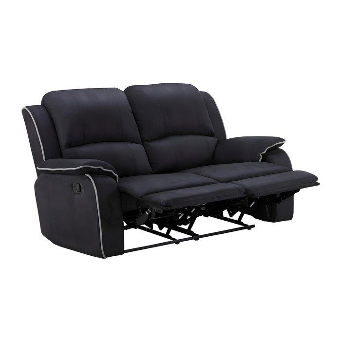 Vente-unique Canap&eacute; 2 places relax en microfibre HERNANI - Noir