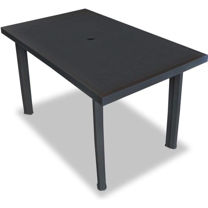 Table rectangulaire en pvc - Anthracite - 126 x 76 x 72 cm
