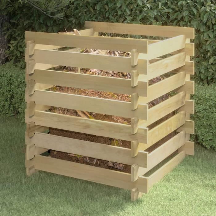 vidaXL Composteur de jardin à lattes 90x90x90 cm Bois de