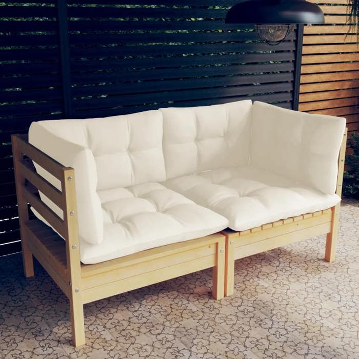Canapé de jardin vidaXL Bambou 2 personnes Coussin cassé 74x70x60 cm - vue 4