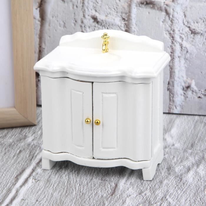 Lavabo Miniature Maison De Poupée - Céramique Blanc 4,2x4,2x2,5 Cm - Décoration Salle De Bain Miniature