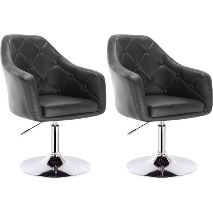 woltu lot de 2 fauteuils de bar en similicuir et acier rotatif 47x41cm hauteur réglable noir