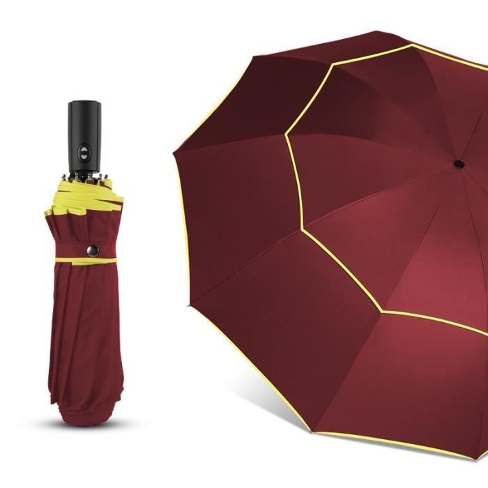 Parapluie Pliant,Red--Parapluie Double De 120CM Pour Femmes Et Hommes, Grand Format, Entièrement