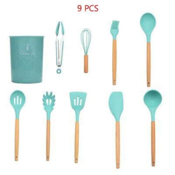 Set Ustensiles Cuisine Silicone 49 Pièces - Gris Foncé Avec 20 Crochets Et Support - Anti-adhésif