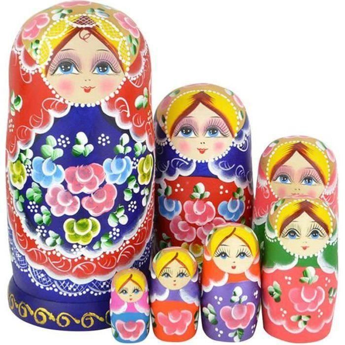 Poupees russes gigognes matriochka jouet traditionnel avec fleurs set 7 6 5 10pc 