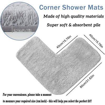 Tapis De Douche Angle Demi-Lune Absorbant Antidérapant - Séchage Rapide 45x75cm
