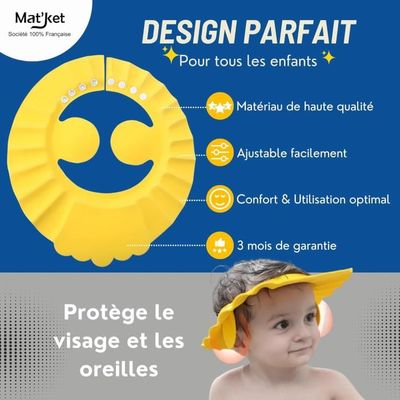 Bonnet De Bain Bébé Réglable Visierre Doux - Protège Yeux Oreilles Douche Et Bain