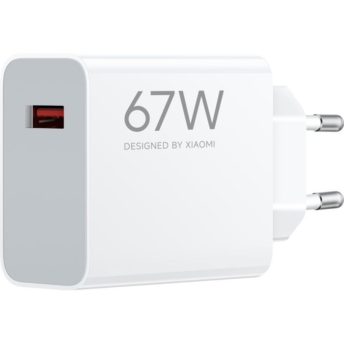 Chargeur secteur d'Origine Xiaomi USB 67W, Câble USB vers USB-C inclus - Blanc - Français