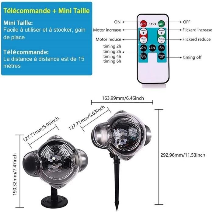Projecteur GOBO LED Chute de Neige projecteur Mobile Flocon de Neige Disco lumière étanche noël