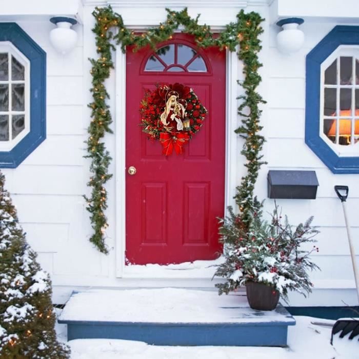 Couronne De Noël À Faire Soi-Même Avec Lumière Led Pour Porte D'Entrée, Cheminée, Décoration