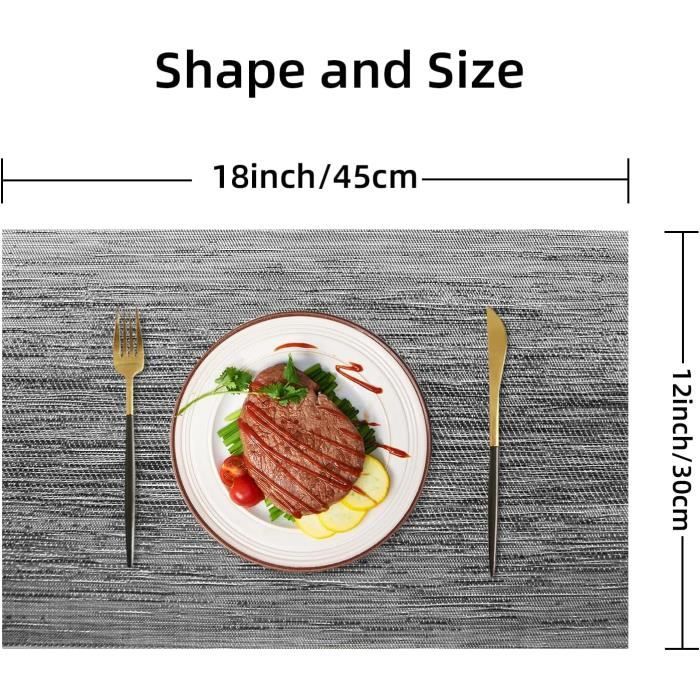 Set De 6 Sets De Table 30 X 45 Cm Antidérapants Et Lavables En PVC Sets De Table Indechirables Resistants A La Chaleur Anti Salissures Et Lavables Pour Cuisine Table A Manger Noir Marron