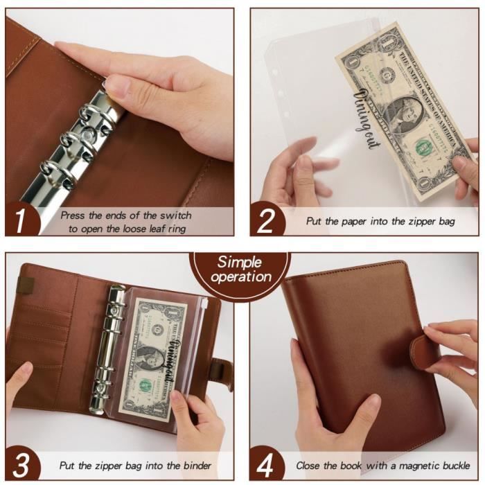 Feuilles Budget Planner A6 Rose - Classeur Enveloppe Budget Avec Pochette PVC Et Stickers