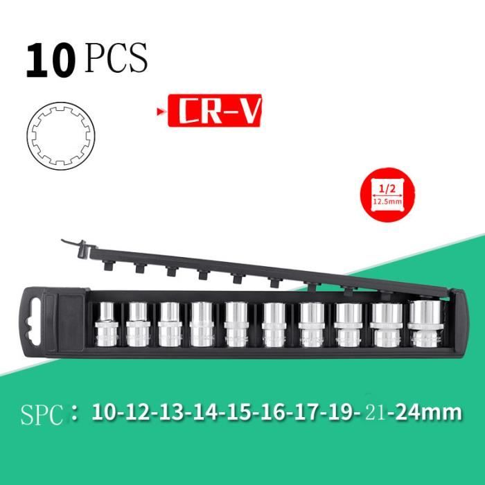 Jeu De Douilles 1/2" Multi-dents & Torx Extérieures - TECPO, 19 à 30 Pièces, 8-36mm & E10-E24