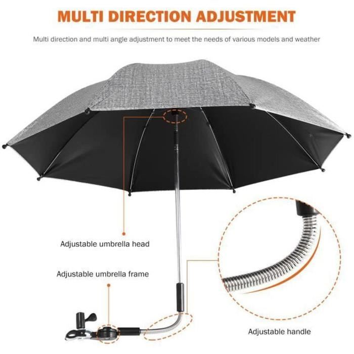 Ombrelle Poussette Universelle Parasol Anti-UV 50+ - Diamètre 85cm, Réglable 360° - Vert