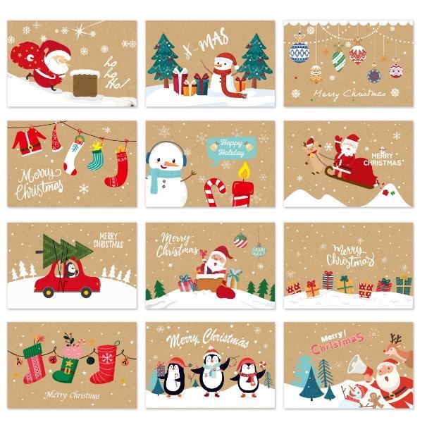 24 Pièces Cartes de Voeux Noel, Carte de Joyeux Noel Carte Cadeau Noel avec  Enveloppes pour La Décoration de Cadeau (12 Styles) - Cdiscount Beaux-Arts  et Loisirs créatifs