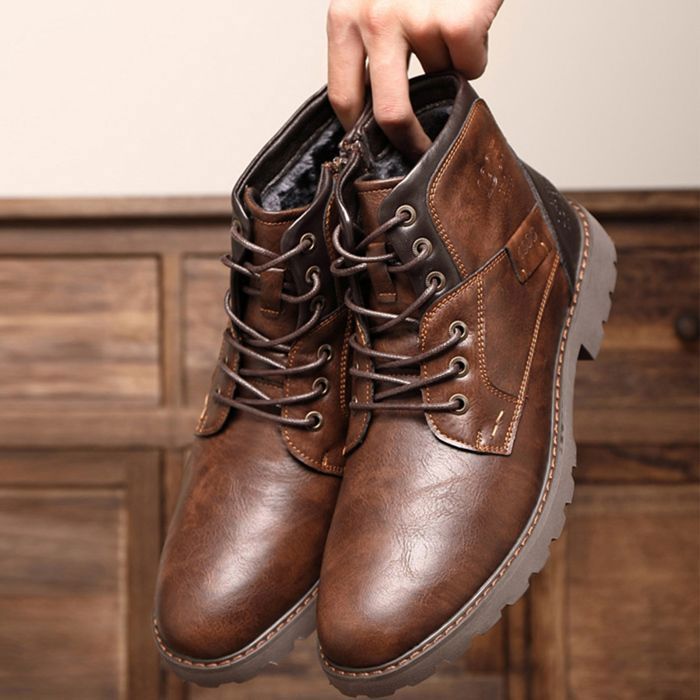 Bottes de rinçage en cuir pour hommes FUNMOON grande taille